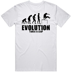 Evolution Takes A Leap Parkour Retro Graphic Unisex Cotton White Classic T Shirt