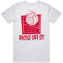 Practice Safe Sets Funny Volleyball Retro Graphic Unisex Cotton White Classic T Shirt