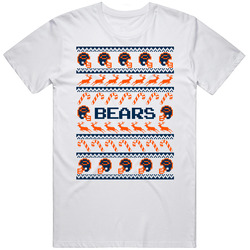 Bears Football Ugly Christmas Sweater T Shirt - Chicago Bears Team Colors Retro Graphic Unisex Cotton White Classic T Shirt
