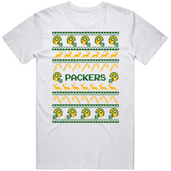 Packers Football Ugly Christmas Sweater T Shirt - Green Bay Packers Team Colors Retro Graphic Unisex Cotton White Classic T Shirt