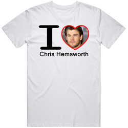 I Heart Love Chris Hemsworth Retro Graphic Unisex Cotton White Classic T Shirt