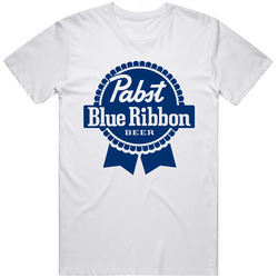 New Pabst Blue Ribbon Beer Logo White Standard T-Shirt Size S to 5XL Retro Graphic Unisex Cotton White Classic T Shirt