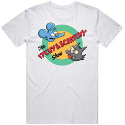 The Itchy And Scratchy Show Retro Graphic Unisex Cotton White Classic T Shirt