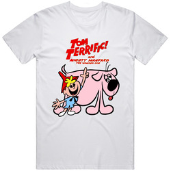 Tom Terrific And Manfred Mighty The Wonder Dog Retro Graphic Unisex Cotton White Classic T Shirt