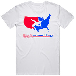 Usa Wrestling Logo White Retro Graphic Unisex Cotton White Classic T Shirt