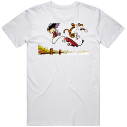 Calvin And Hobbes  9 Retro Graphic Unisex Cotton White Classic T Shirt