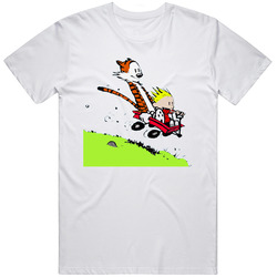 Calvin And Hobbes  10 Retro Graphic Unisex Cotton White Classic T Shirt