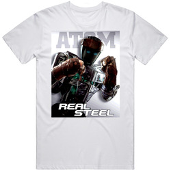 Real Steel Atom Movie Retro Graphic Unisex Cotton White Classic T Shirt