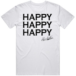 Happy Happy Happy White Retro Graphic Unisex Cotton White Classic T Shirt