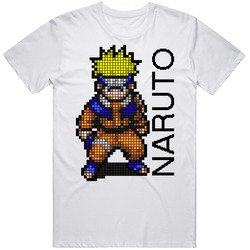 Naruto 8 Bit Ninja Anime Manga Retro Graphic Unisex Cotton White Classic T Shirt