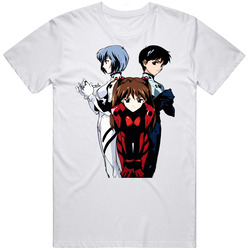 Neon Genesis Evangelion Anime Manga Retro Graphic Unisex Cotton White Classic T Shirt