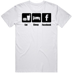 Eat Sleep Facebook Retro Graphic Unisex Cotton White Classic T Shirt