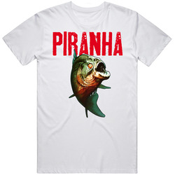 Piranha Horror Movie Retro Graphic Unisex Cotton White Classic T Shirt