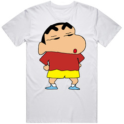 De Shin Chan Cartoon Retro Graphic Unisex Cotton White Classic T Shirt