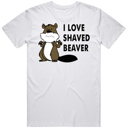 I Love Shaved Beaver Retro Graphic Unisex Cotton White Classic T Shirt