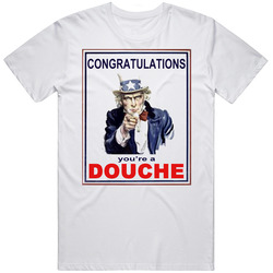 Congratulations You Are A Douchebag Retro Graphic Unisex Cotton White Classic T Shirt