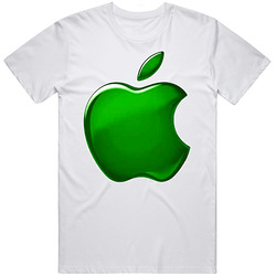 Mac Green Apple Logo Retro Graphic Unisex Cotton White Classic T Shirt