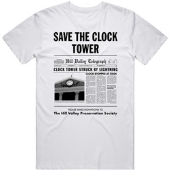 Save The Clock Tower Back To The Future Hill Valley White Retro Graphic Unisex Cotton White Classic T Shirt