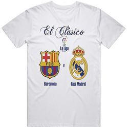 Barcelona Vs Real Madrid El Classico Football Soccer Retro Graphic Unisex Cotton White Classic T Shirt