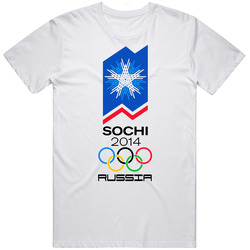Russia Winter Olympics Sochi 2014 Retro Graphic Unisex Cotton White Classic T Shirt