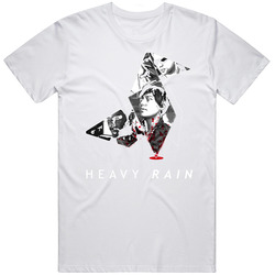 Heavy Rain Origami Killer Cast Video Game Retro Graphic Unisex Cotton White Classic T Shirt