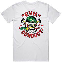 Evil Conduct Hot Bulldog Soldier Style Retro Graphic Unisex Cotton White Classic T Shirt