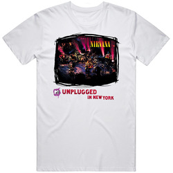 Nirvana Unplugged In New York Retro Graphic Unisex Cotton White Classic T Shirt
