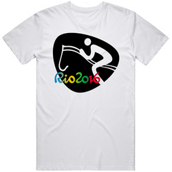 Rio 2016 Equestrian Eventing Olympic Games Sport Event Symbol Retro Graphic Unisex Cotton White Classic T Shirt
