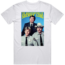The Misadventures Of Sheriff Lobo Retro 70s 80s Popular Cop Show Tv Fan Retro Graphic Unisex Cotton White Classic T Shirt