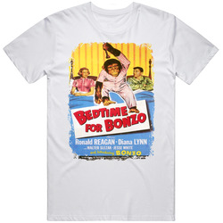 Bedtime For Bonzo Comedy Film Poster Aged Look Retro Graphic Unisex Cotton White Classic T Shirt
