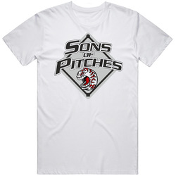 Sons Of Pitches Espn Baseball Slow Pitch Funny Logo Retro Graphic Unisex Cotton White Classic T Shirt