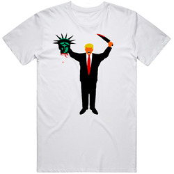 Trump Holding Head Of Statue Of Liberty Retro Graphic Unisex Cotton White Classic T Shirt