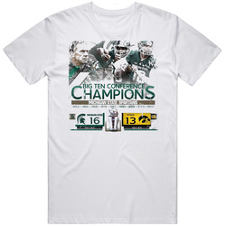 Michigan State Big Ten Champion 2015 Football Fan Retro Graphic Unisex Cotton White Classic T Shirt