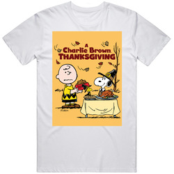 A Charlie Brown Thanksgiving Graphic Retro Graphic Unisex Cotton White Classic T Shirt