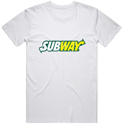 Subway Fast Food Restaurant Distressed Grunged Look Cool Retro Graphic Unisex Cotton White Classic T Shirt
