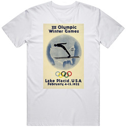Lake Placid Winter Olympics 1932 Retro Olympiad Grunge Logo World Sport Event Retro Graphic Unisex Cotton White Classic T Shirt