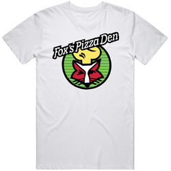 Foxs Pizza Den Cool Pizzeria Restaurant Brand Logo Retro Graphic Unisex Cotton White Classic T Shirt