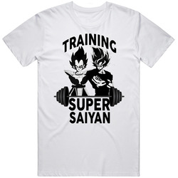 Training Super Saiyan Tee Retro Graphic Unisex Cotton White Classic T Shirt