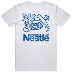 Nestle Logo Popular Chocolate Sweets Dessert Brand Food Fan Gift Retro Graphic Unisex Cotton White Classic T Shirt