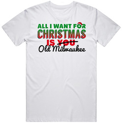 All I Want For Christmas Is Old Milwaukee Drinking Party Gift Retro Graphic Unisex Cotton White Classic T Shirt