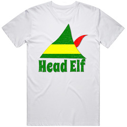 Head Elf Funny Elf  Christmas Retro Graphic Unisex Cotton White Classic T Shirt