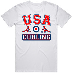 Usa Curling T Shirt 2014 Sochi Olympics Retro Graphic Unisex Cotton White Classic T Shirt