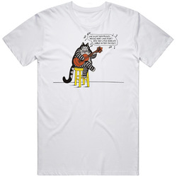 New Tee T-Shirt Kliban Cat Sing Song With Play Guitar Cartoon Anime Funny Retro Graphic Unisex Cotton White Classic T Shirt