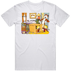 Calvin And Hobbes  15 Retro Graphic Unisex Cotton White Classic T Shirt
