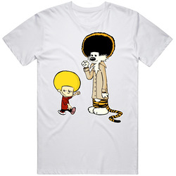 New Afro Calvin And Hobbes Retro Graphic Unisex Cotton White Classic T Shirt