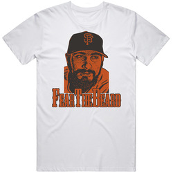 Sergio Romo Fear The Beard San Fransico Baseball Retro Graphic Unisex Cotton White Classic T Shirt