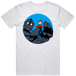 The Iron Giant Cartoon Classic Retro Graphic Unisex Cotton White Classic T Shirt