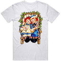 Raggedy Ann And Andy Retro Graphic Unisex Cotton White Classic T Shirt