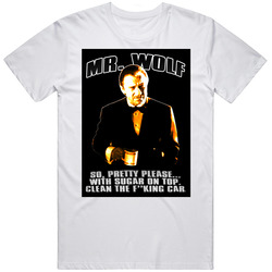 Mr Wolf Pulp Fiction Pretty Please  JOE Retro Graphic Unisex Cotton White Classic T Shirt