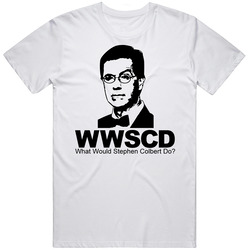 What Would Stephen Colbert Report Tv Retro Graphic Unisex Cotton White Classic T Shirt
